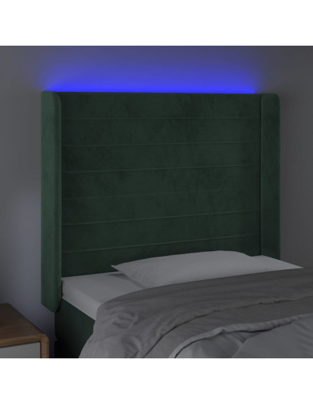 Testiera a LED Verde Scuro 103x16x118/128 cm in Velluto