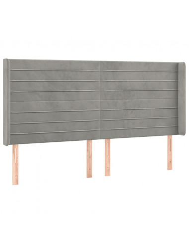 Testiera a LED Grigio Chiaro 163x16x118/128 cm in Velluto