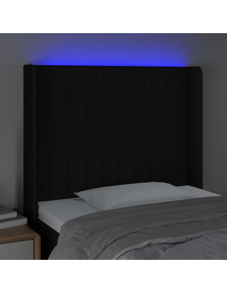 Testiera a LED Nera 103x16x118/128 cm in Tessuto