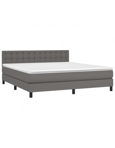 Giroletto Molle con Materasso e LED Grigio 160x200cm Similpelle