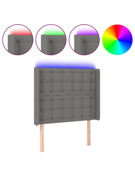 Testiera a LED Grigio Scuro 83x16x118/128 cm in Tessuto