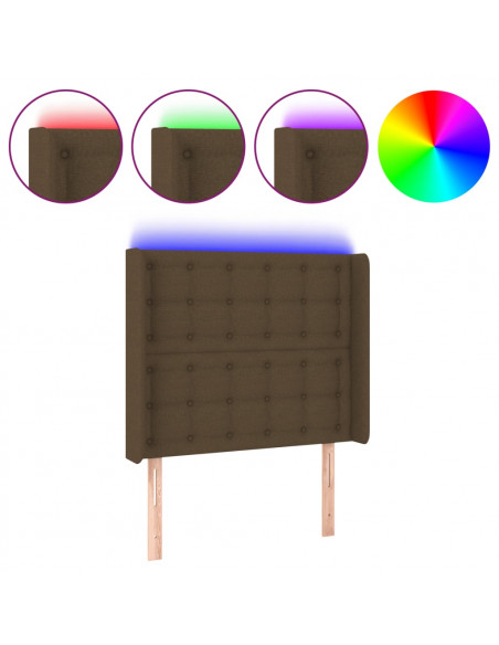 Testiera a LED Marrone Scuro 93x16x118/128 cm in Tessuto
