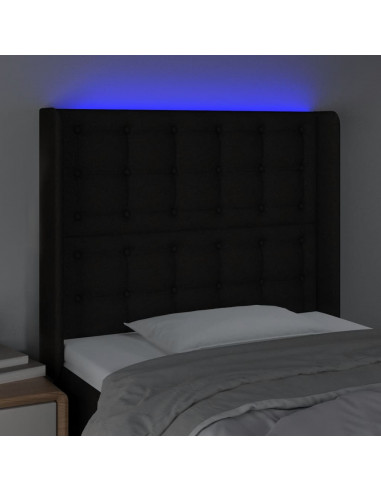 Testiera a LED Nera 83x16x118/128 cm in Tessuto