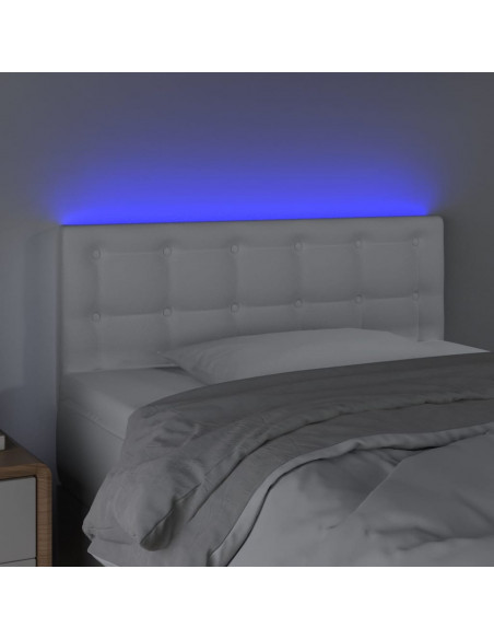 Testiera Bianca a LED 80x5x78/88 cm in Similpelle