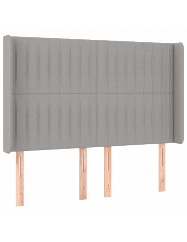 Testiera a LED Grigio Chiaro 147x16x118/128 cm in Tessuto