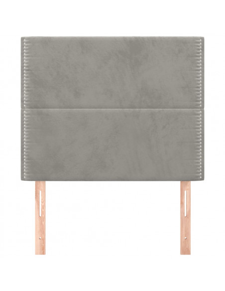 Testiera 2 pz Grigio Chiaro 90x5x78/88 cm in Velluto