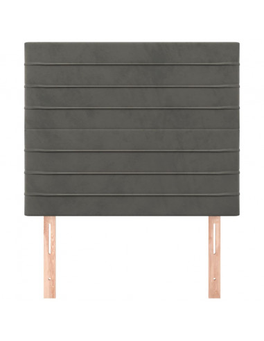 Testiera 2 pz Grigio Scuro 90x5x78/88 cm in Velluto