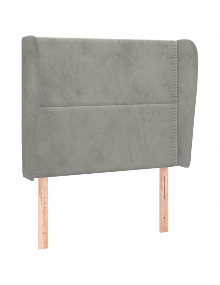 Testiera ad Orecchio Grigio Chiaro 93x23x118/128 cm in Velluto