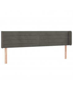 Testiera ad Orecchio Grigio Scuro 183x16x78/88 cm in Velluto 2