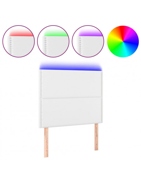 Testiera a LED Bianco 90x5x118/128 cm in Similpelle