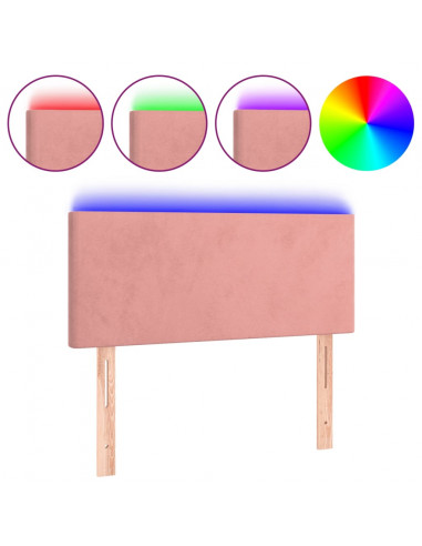 Testiera a LED Rosa 90x5x78/88 cm in Tessuto