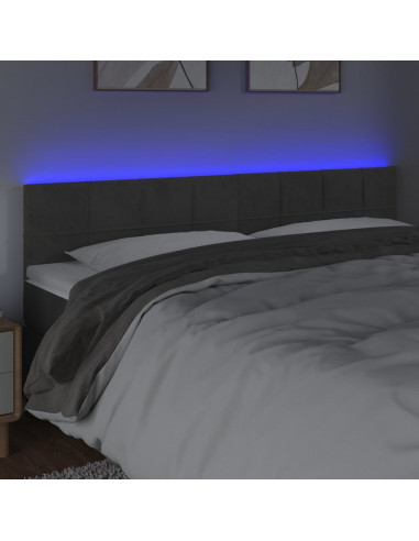 Testiera a LED Grigio Scuro 160x5x78/88 cm in Velluto