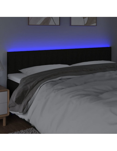 Testiera a LED Nera 200x5x78/88 cm in Tessuto