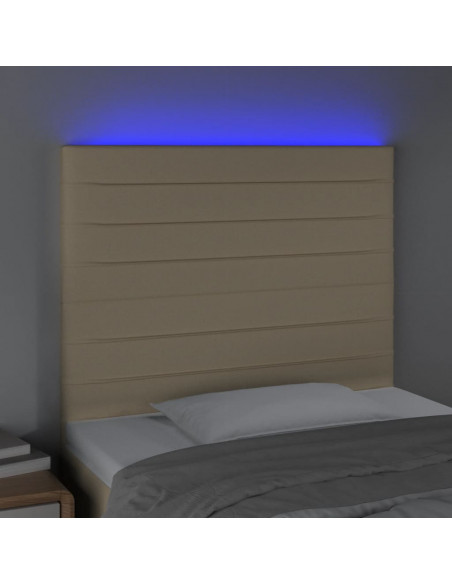 Testiera a LED Crema 100x5x118/128 cm in Tessuto