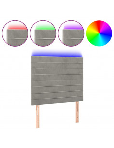 Testiera a LED Grigio Chiaro 80x5x118/128 cm in Velluto 2