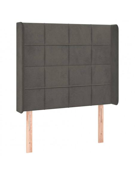 Testiera a LED Grigio Scuro 83x16x118/128 cm in Velluto