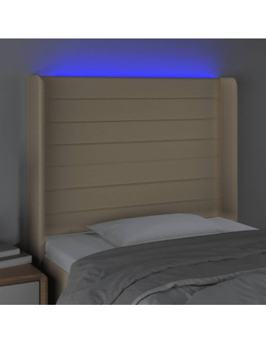 Testiera a LED crema 93x16x118/128 cm in Tessuto