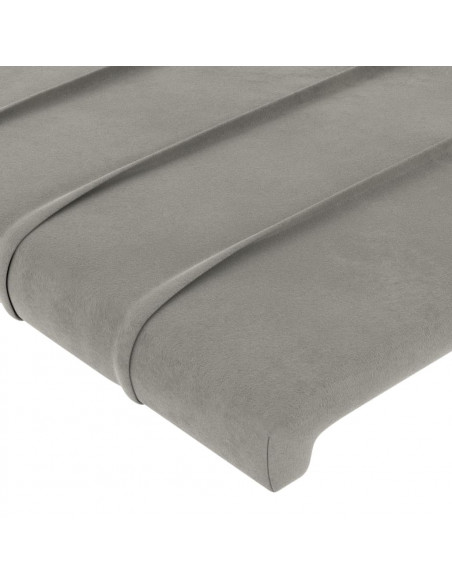 Testiera a LED Grigio Chiaro 83x16x118/128 cm in Velluto