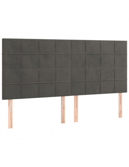 Testiera 4 pz Grigio Scuro 80x5x78/88 cm in Velluto
