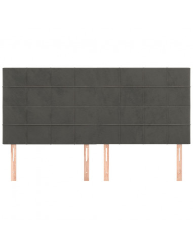 Testiera 4 pz Grigio Scuro 80x5x78/88 cm in Velluto