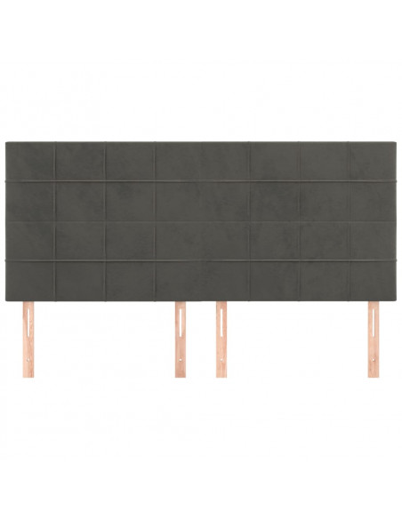 Testiera 4 pz Grigio Scuro 80x5x78/88 cm in Velluto