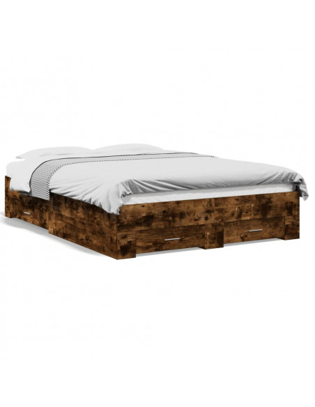 Giroletto con Cassetti Rovere Fumo 135x190 cm Legno Multistrato