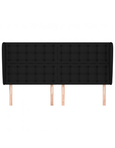 Testiera ad Orecchio Nera 203x23x118/128 cm in Tessuto