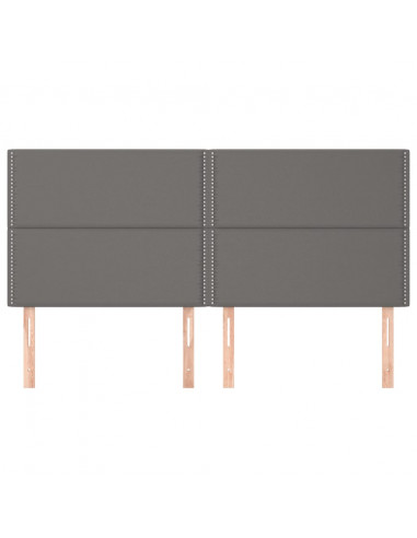 Testiera 4 pz Grigio 90x5x78/88 cm in Similpelle