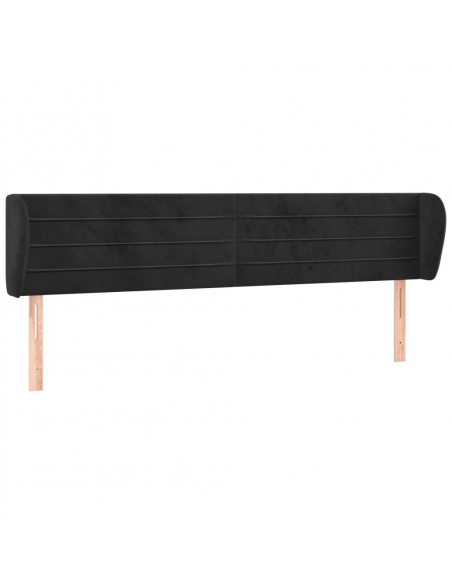 Testiera ad Orecchio Nera 203x23x78/88 cm in Velluto
