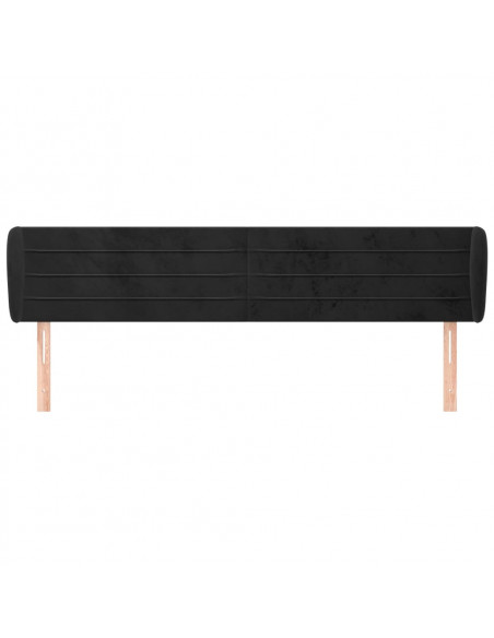 Testiera ad Orecchio Nera 203x23x78/88 cm in Velluto