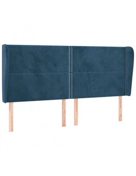 Testiera ad Orecchio Blu Scuro 183x23x118/128 cm in Velluto