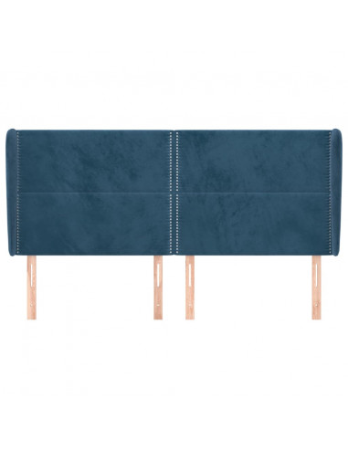 Testiera ad Orecchio Blu Scuro 183x23x118/128 cm in Velluto