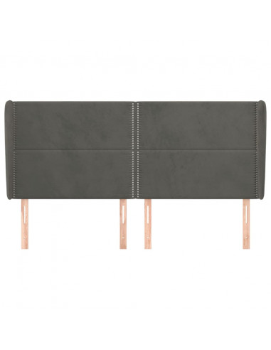 Testiera ad Orecchio GrigioScuro 183x23x118/128cm in Velluto