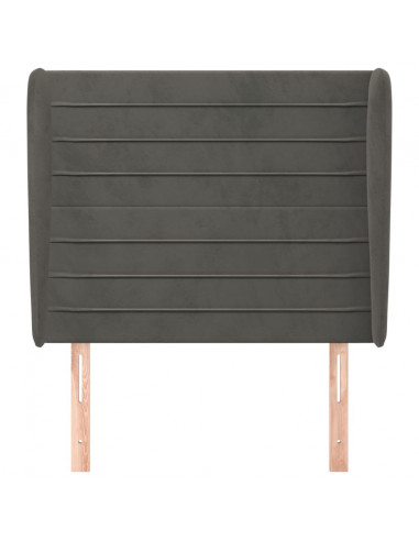 Testiera ad Orecchio Grigio Scuro 83x23x118/128 cm in Velluto