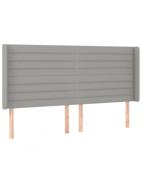 Testiera ad Orecchio Grigio Chiaro 183x16x118/128 cm in Tessuto