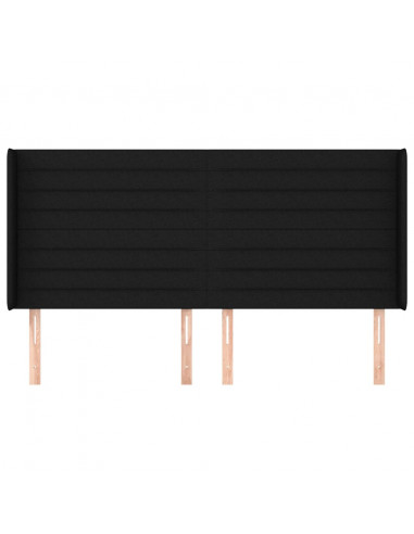 Testiera ad Orecchio Nera 183x16x118/128 cm in Tessuto