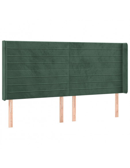 Testiera ad Orecchio Verde Scuro 183x16x118/128 cm in Velluto