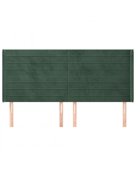 Testiera ad Orecchio Verde Scuro 183x16x118/128 cm in Velluto