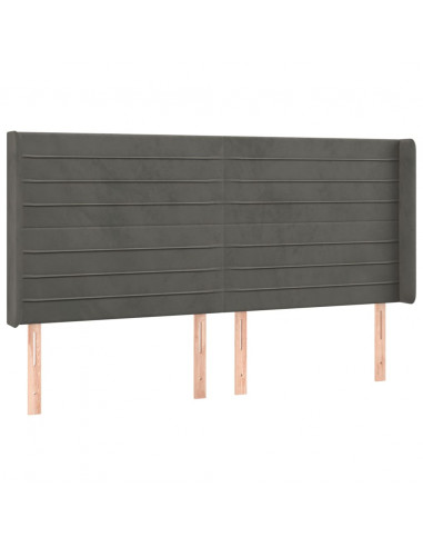 Testiera ad Orecchio GrigioScuro 183x16x118/128 cm in Velluto