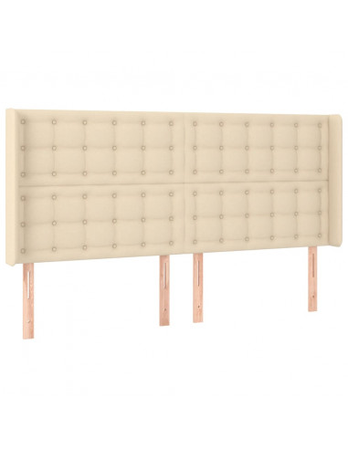 Testiera ad Orecchio Crema 163x16x118/128 cm in Tessuto