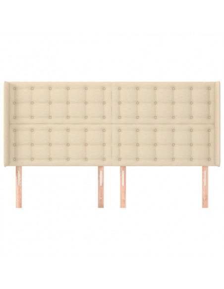 Testiera ad Orecchio Crema 163x16x118/128 cm in Tessuto