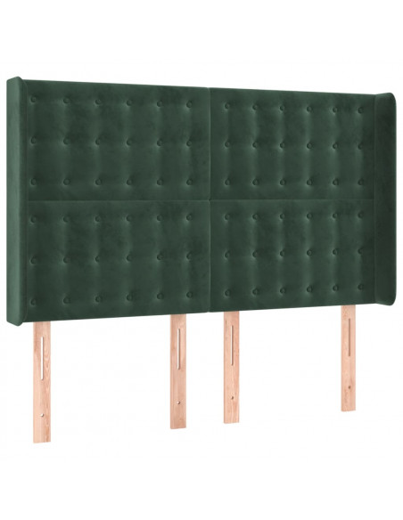 Testiera ad Orecchio Verde Scuro 147x23x118/128cm in Velluto