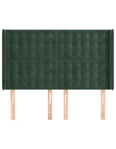 Testiera ad Orecchio Verde Scuro 147x23x118/128cm in Velluto