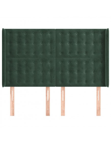 Testiera ad Orecchio Verde Scuro 147x23x118/128cm in Velluto