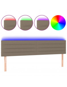 Testiera a LED Tortora 200x5x78/88 cm in Tessuto 2