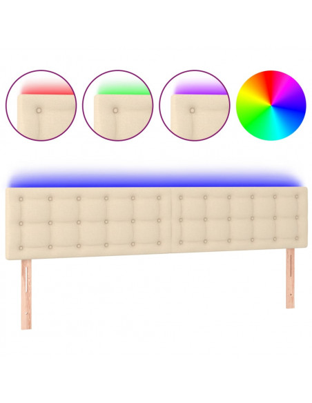 Testiera a LED Crema 160x5x78/88 cm in Tessuto