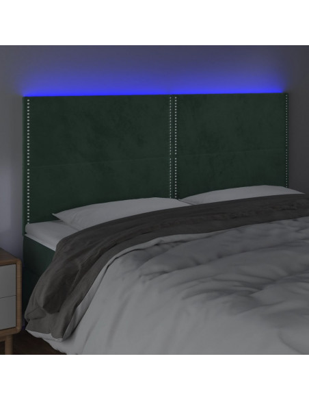 Testiera a LED Verde Scuro 200x5x118/128 cm in Velluto