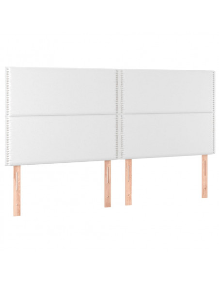 Testiera a LED Bianco 180x5x118/128 cm in Similpelle