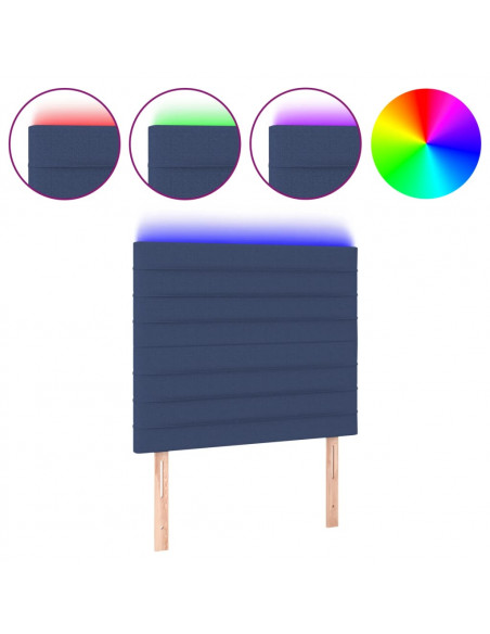 Testiera a LED Blu 90x5x118/128 cm in Tessuto