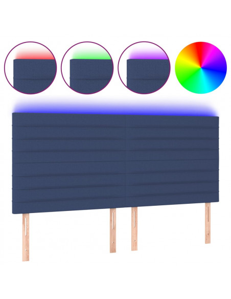 Testiera a LED Blu 180x5x118/128 cm in Tessuto